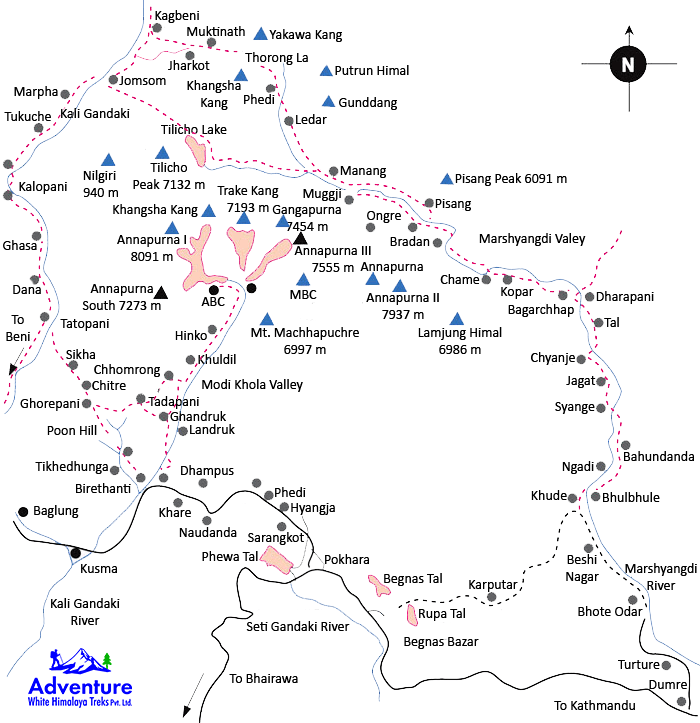 Map Annapurna Circuit Trekking