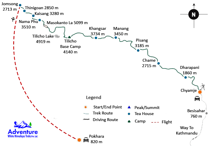 Tilicho lake trek map