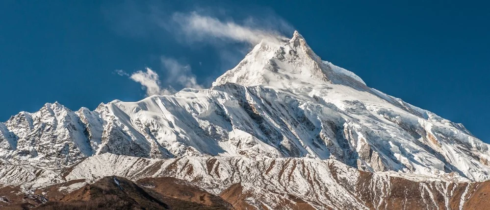 Mount Manaslu Close Up View